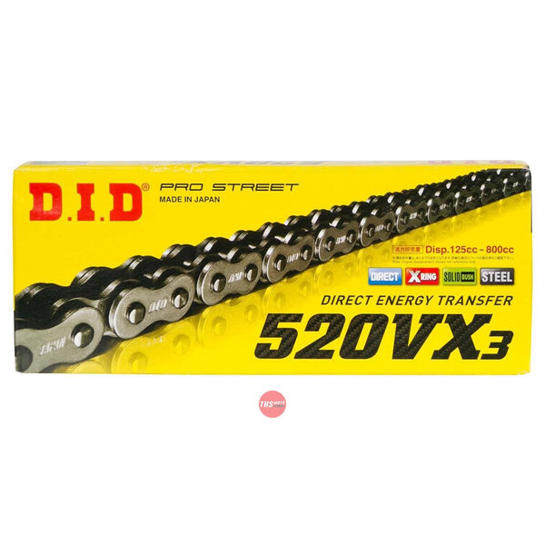 DID 520VX3 Chain x 120FB FJ Solid Bush clip link