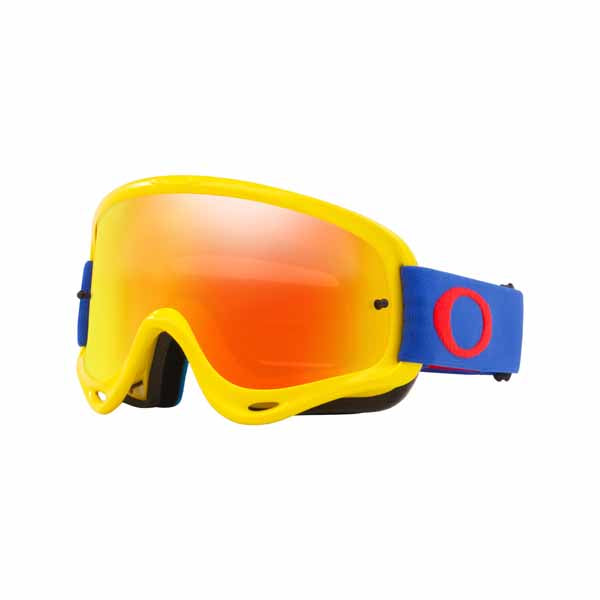 OA-OO7029-46 - Oakley O Frame MX goggles in yellow blue frame with both fire iridium and clear lenses