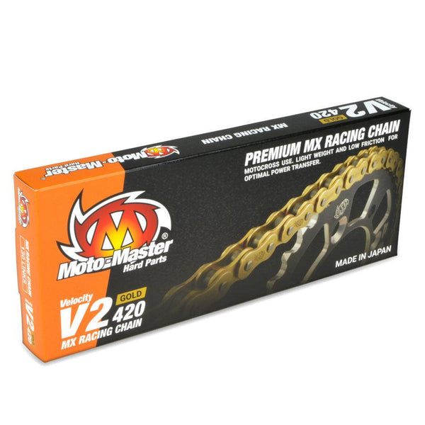 Moto Master Chain 420 - 130 Link Gold Moto-Master V2 Lightweight High-Performance