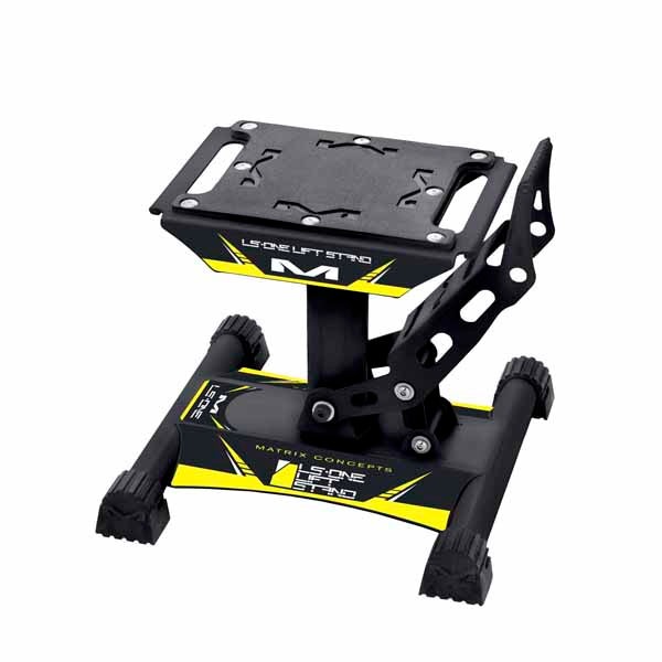 The Matrix LS1 Lift Stand is the stand for everyone from mini rider to the everyday rider to the professional rider. It is easy to transport and store. - Pictured is the yellow stand - MC-LS1-104