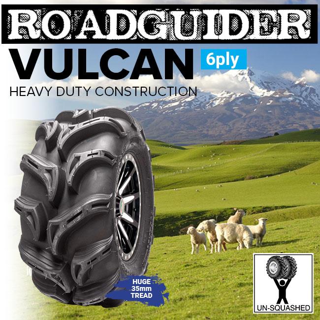 Roadguider Vulcan Atv Tyre 6ply rating 25x8-12 TL unsquashed