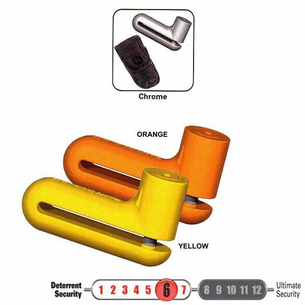 Kryptonite 10-S DFS Disc Lock in Chrome, Yellow and Orange (all come with pouch)