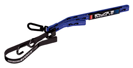 MC-M1-103 - Matrix M1 1.0" Worx tie-down set, in blue, is a premium tie-down set with top soft loop hook and name plate for custom graphics and is 1" wide