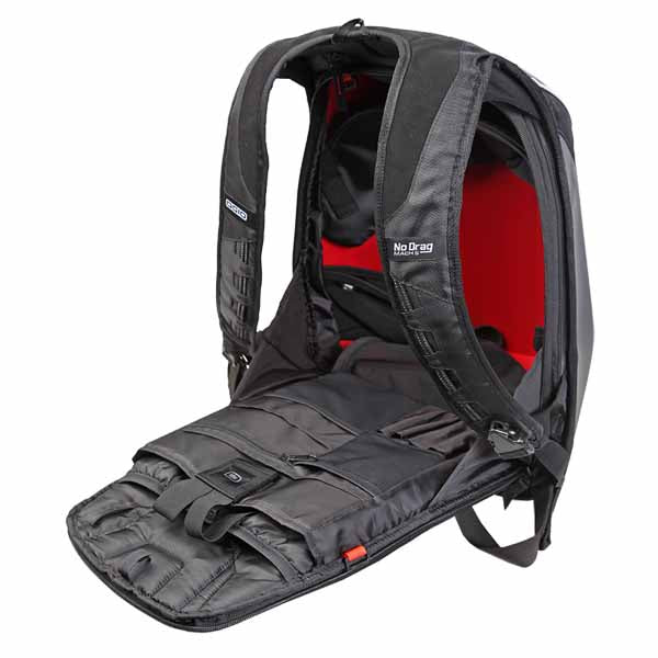 Ogio Mach 5 Motorcycle Backpack with No Drag Technology has multiple interior storage compartments - SAMPLE PICTURE