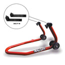 Bike Lift FS10 Front Paddock Motorcycle Stand Adjustable Red with SACY/10 Under Fork Adaptors