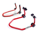 Bike Lift Set Front and Rear Stands with Rubber Adaptors (RS17 & FS9) Red