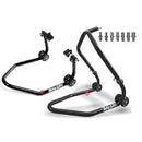 Bike Lift Set Front and Rear Stands with Rubber Adaptors (RS17 & FS11) Black