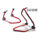 Bike Lift Set Front and Rear Stands with V Cursors (RS17 & FS11) Red