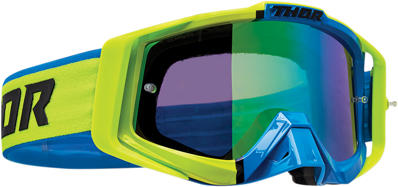 Thor Goggle MX Sniper Pro Divide Lime Blue { includes spare clear lens }