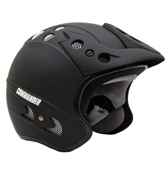 FFM Commander Matt Black Jet Open Face Helmet Size XS 53cm 54cm