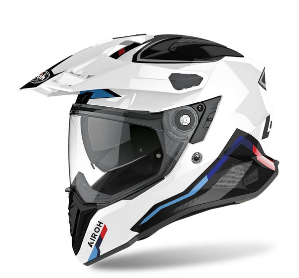 Airoh Commander M Skill White Gloss Adventure Motorcycle Helmet Size Medium 58cm