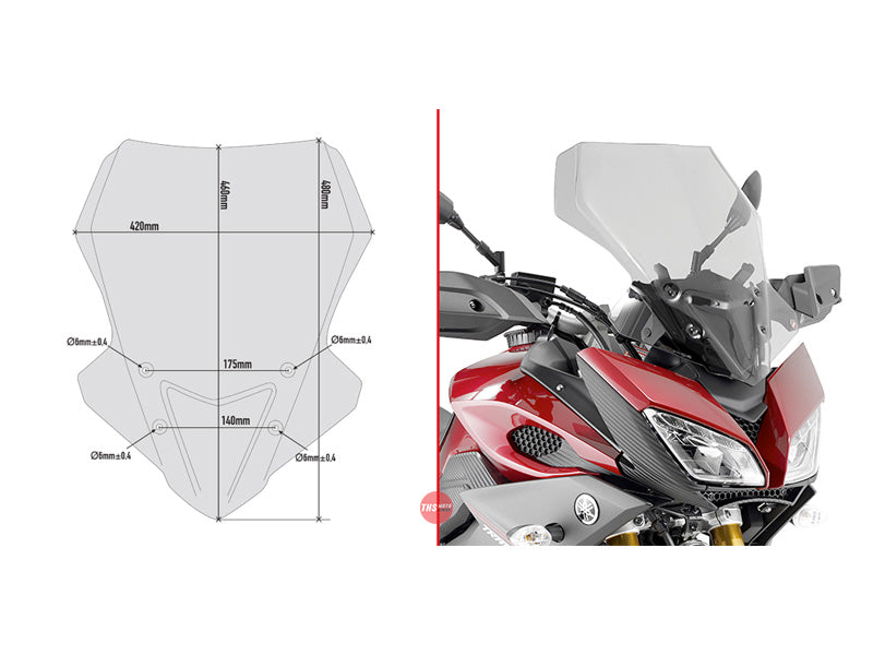 Givi Screen Yamaha MT-09 Tracer '15-'17 Smoked 48x42cm D2122S