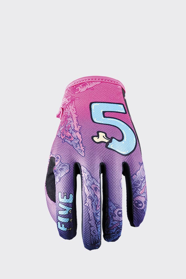Five MXF4 Kids Graphics - Slice Neon Purple Off Road Gloves Size XL 6
