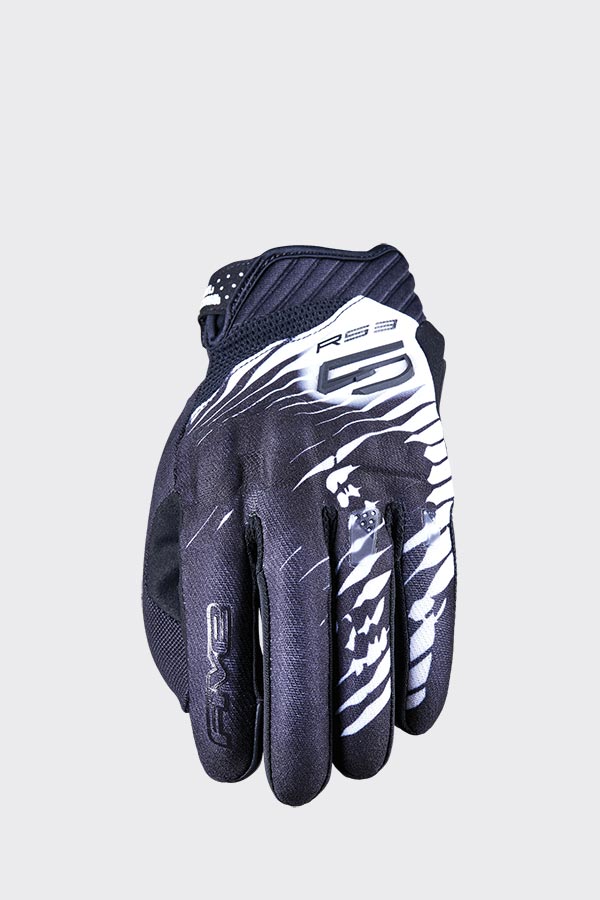 Five RS3 EVO Graphics - Skull Black / White Road Gloves Size XL 11