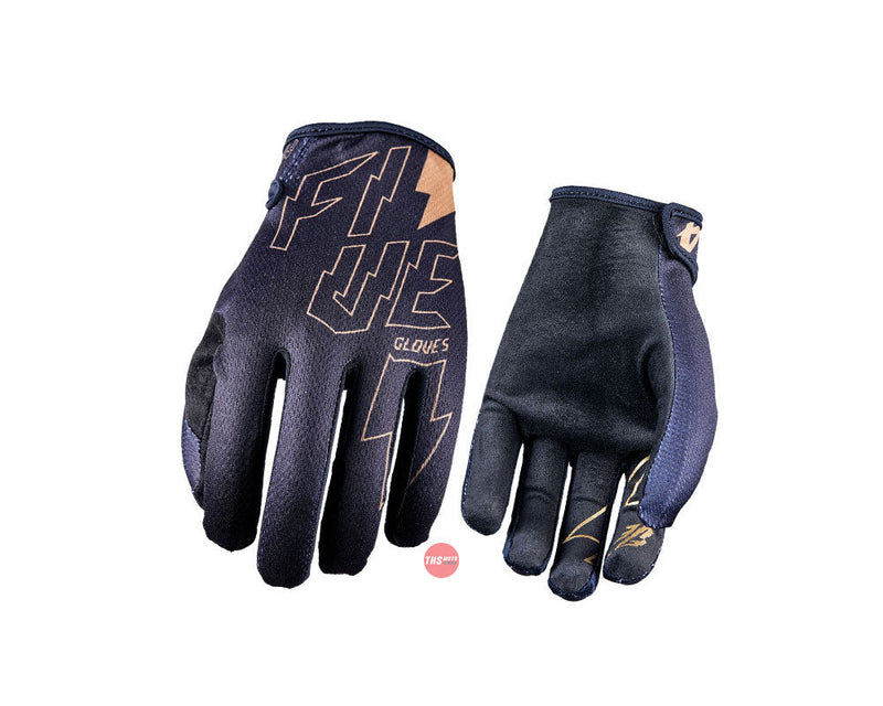 Five Gloves MXF4 Thunderbolt black gold Off Road Moto MX Size Medium