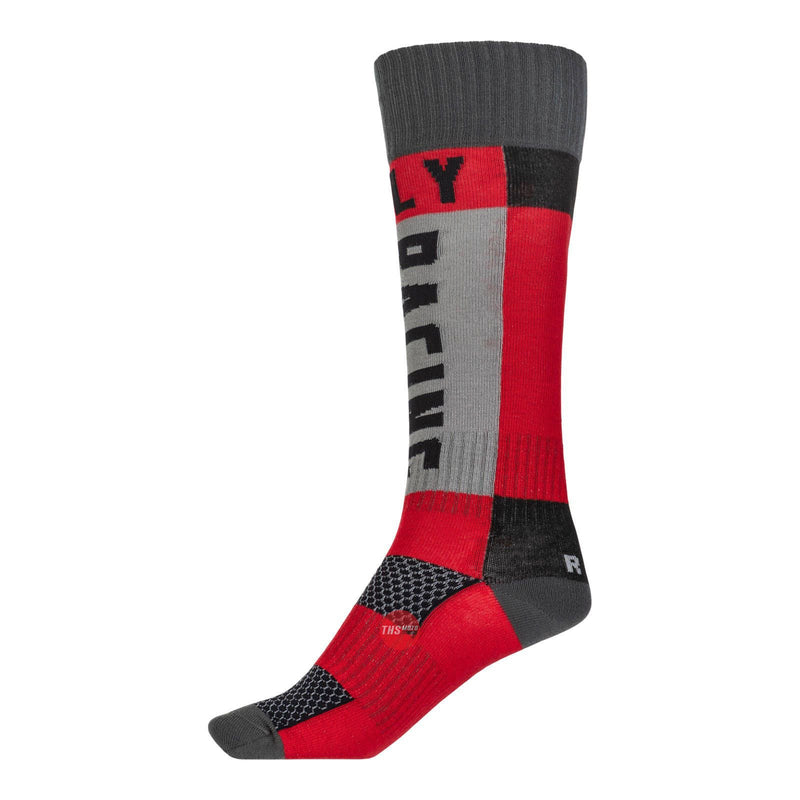 Fly Racing 2022 Youth Mx Sock Thick Red Grey