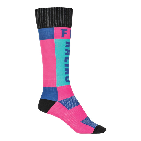 Fly Racing Mx Sock Thick Pink blue Small Medium