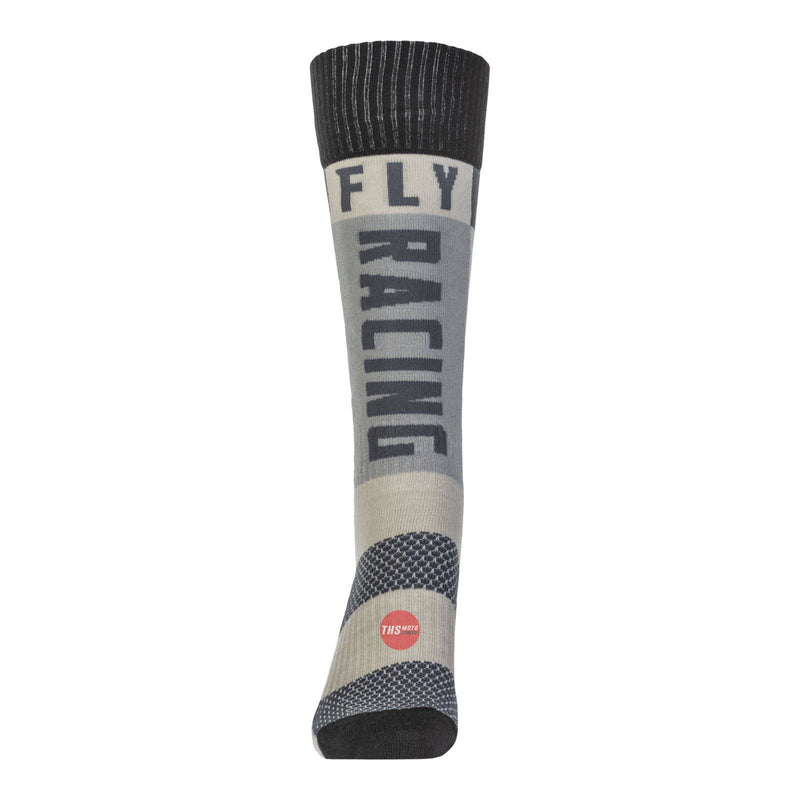 Fly Racing 2022 Youth Mx Sock Thick Grey Black