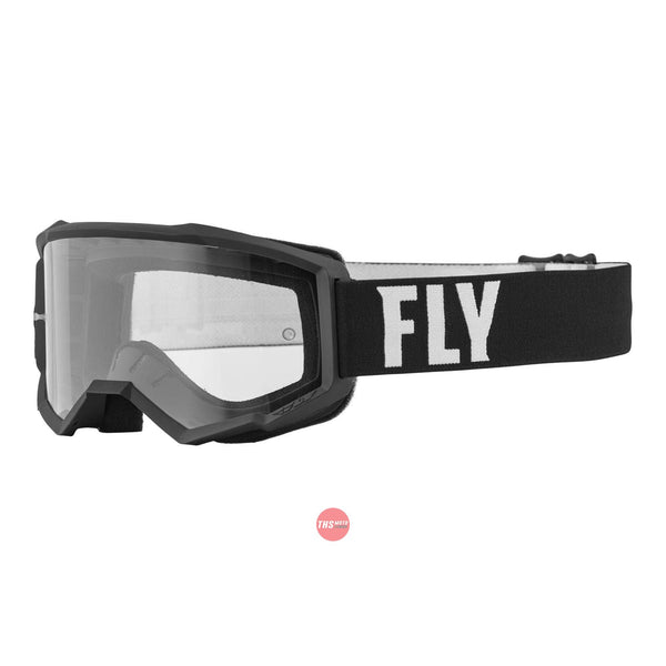 Fly Racing 2022 Focus Goggle Black White Clear Lens