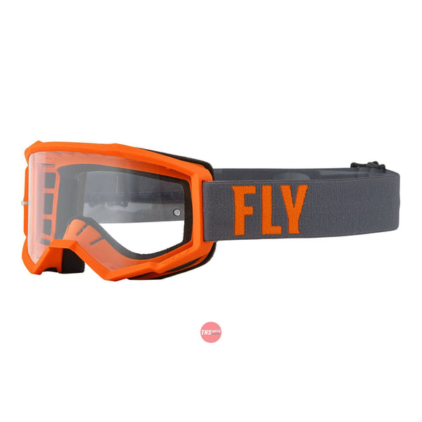 Fly Racing 2022 Focus Goggle Grey Orange Clear Lens