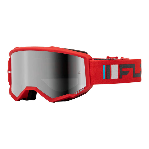FLY Racing 2024 Zone Goggle - Red / Charcoal with Silver Mirror / Smoke Lens
