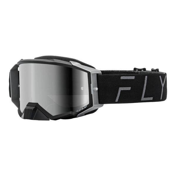 FLY Racing 2024 Zone Pro Goggle - Black / Grey with Black Mirror / Smoke Lens