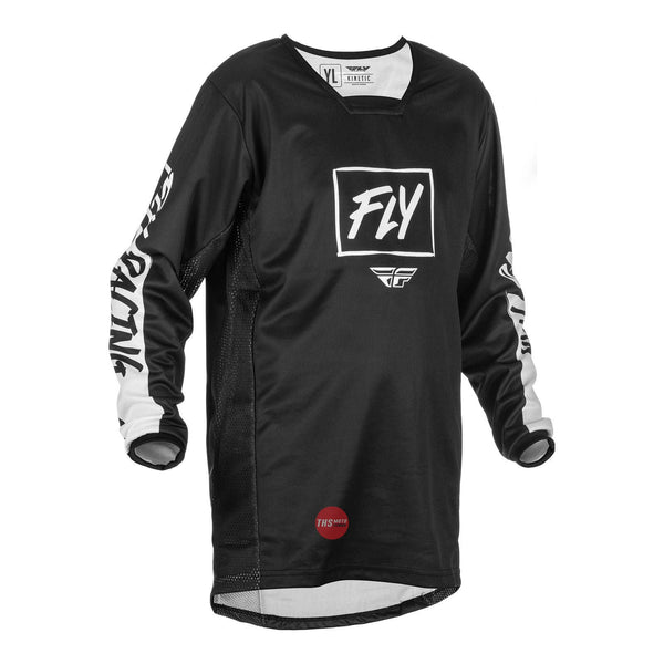 Fly Racing 2022 Kinetic Youth Rebel Jersey Black White Youth Large