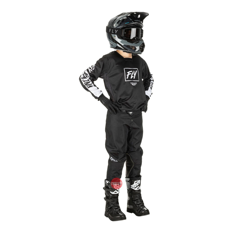 Fly Racing 2022 Kinetic Youth Rebel Jersey Black White Youth Medium