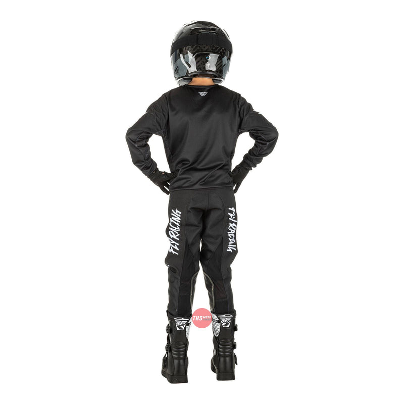 Fly Racing 2022 Kinetic Youth Rebel Jersey Black White YXL
