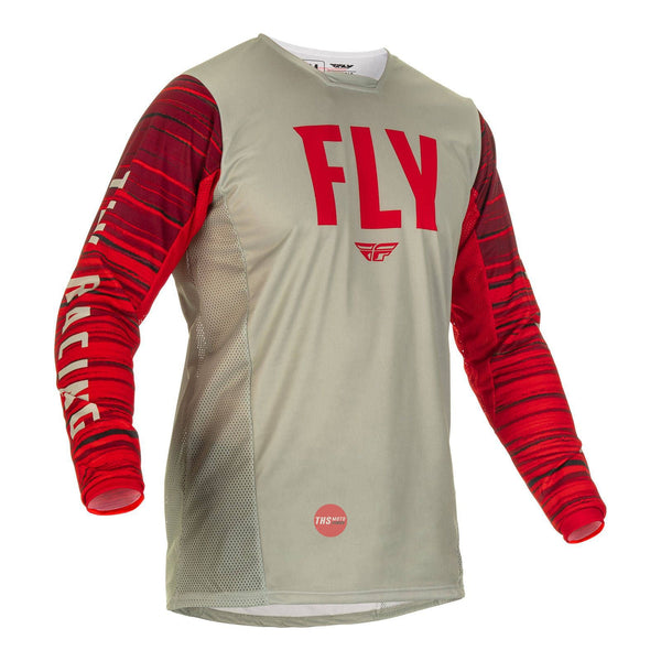 Fly Racing 2022 Kinetic Wave Jersey Light Grey Red Large