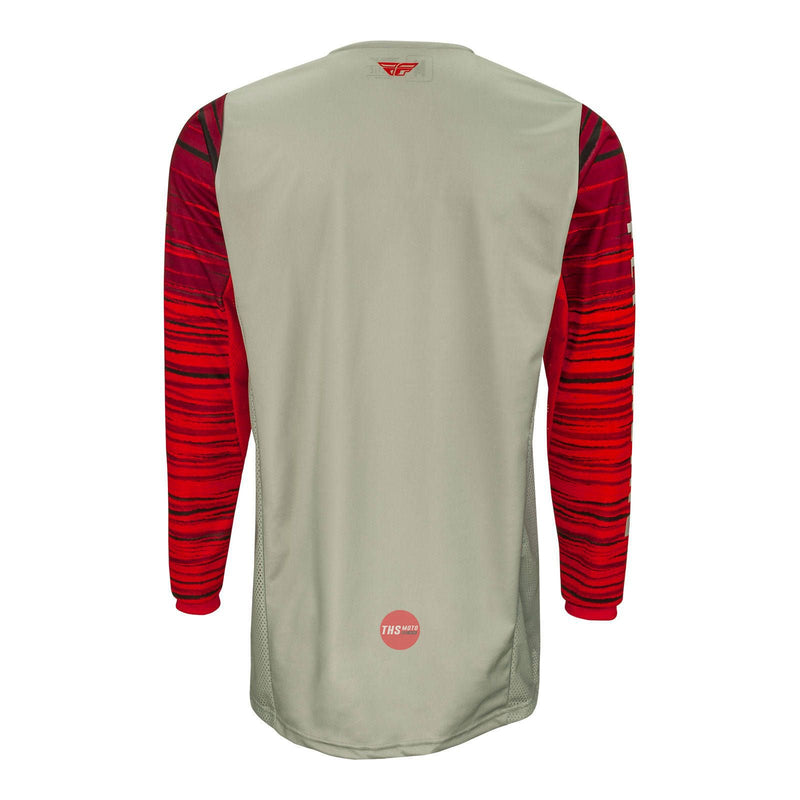 Fly Racing 2022 Kinetic Wave Jersey Light Grey Red Medium