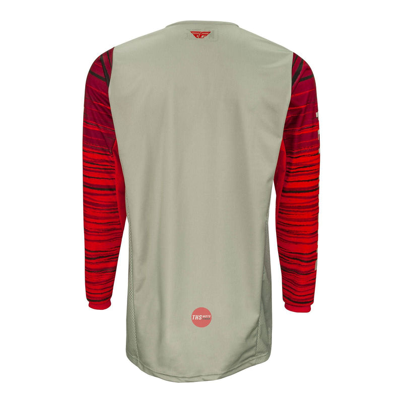 Fly Racing Kinetic Wave Jersey Light Grey Red Size XL