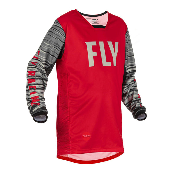 Fly Racing 2022 Kinetic Youth Wave Jersey Red Grey Youth Large