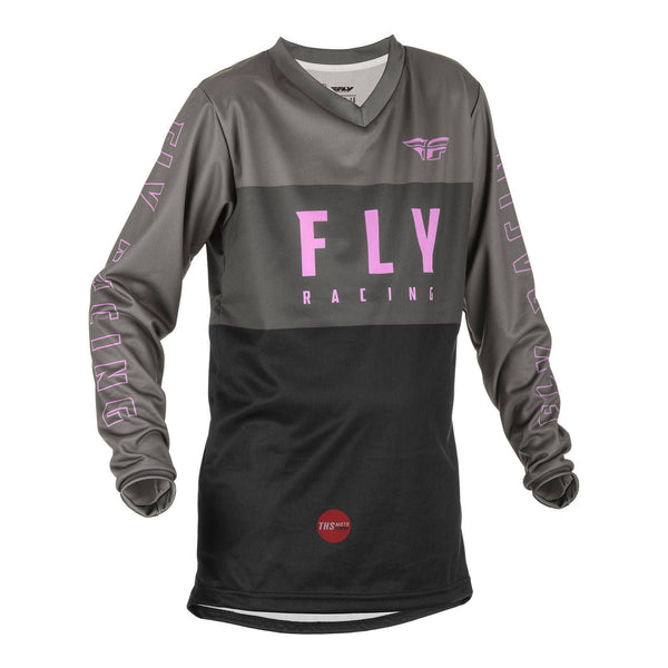 Fly Racing 2022 F-16 Youth Jersey Grey Black pnk Youth Large