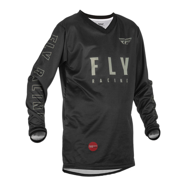Fly Racing 2022 F-16 Youth Jersey Black Grey Youth Large