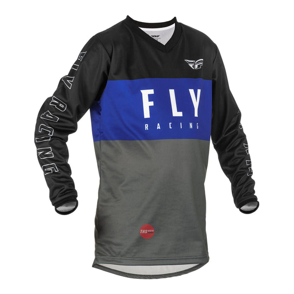 Fly Racing 2022 F-16 Youth Jersey Blue Grey Black Youth Large