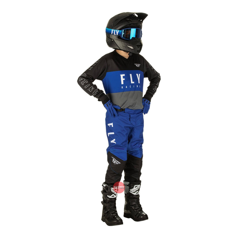 Fly Racing 2022 F-16 Youth Jersey Blue Grey Black Youth Small
