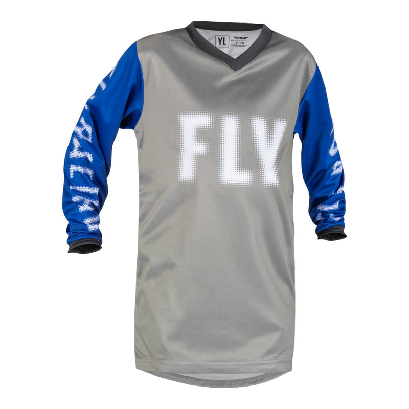 Fly Racing 2023 F-16 Youth Jersey - Grey / Blue Size YXS