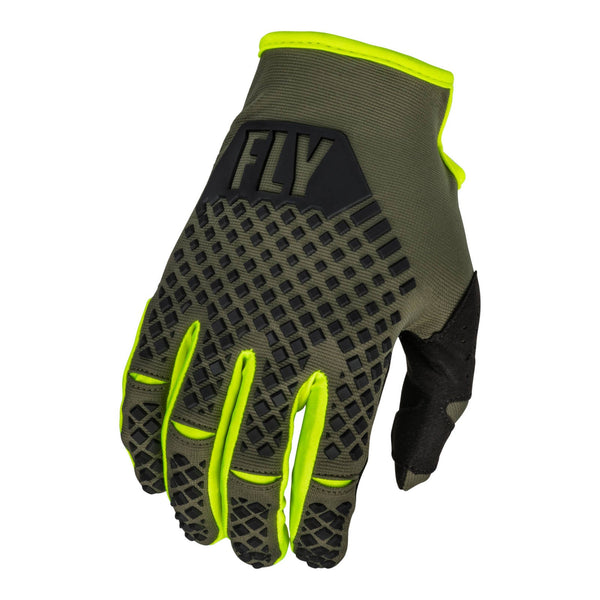 Fly Racing '23 Kinetic Gloves Olive Green hi-vis Lg