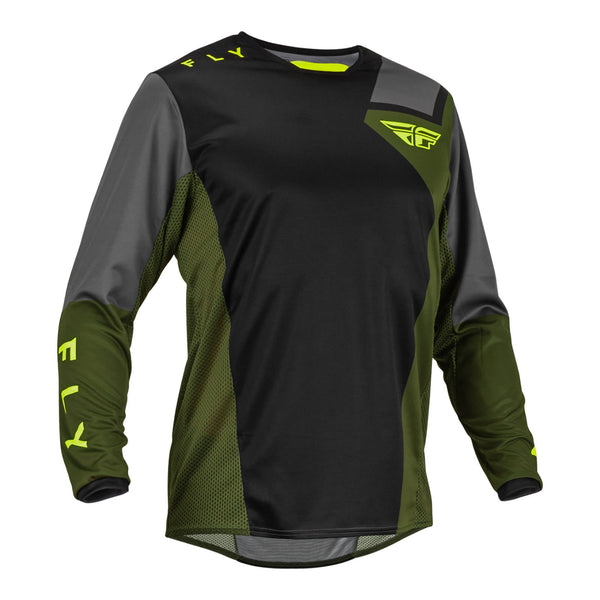 Fly Racing 2023 Kinetic Jet Jersey Black olive Green hi-vis Medium