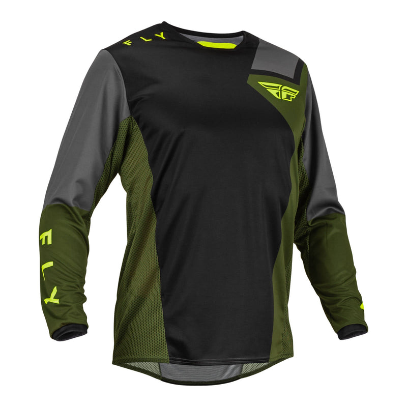 Fly Racing 2023 Kinetic Jet Jersey Black olive Green hi-vis Medium