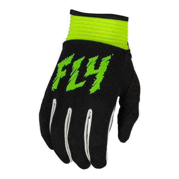 Fly Racing Youth F-16 Gloves - Black / Neon Green Size Y2XS