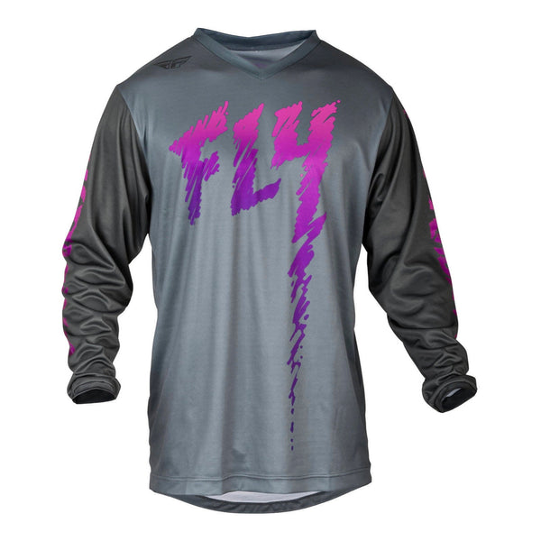 Fly Racing 2024 F-16 Youth Jersey - Grey / Charcoal / Pink Size YL