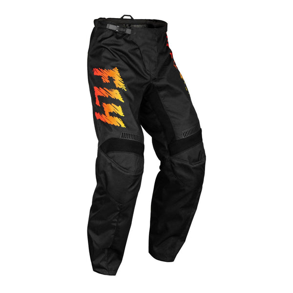 Fly Racing 2024 Youth F-16 Pants - Black / Yellow / Orange Size 18