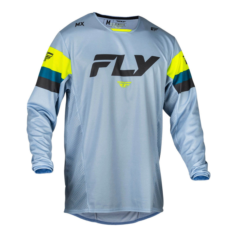 Fly Racing Kinetic Prix Jersey - Ice Grey / Charcoal / Hi-Vis Size Large