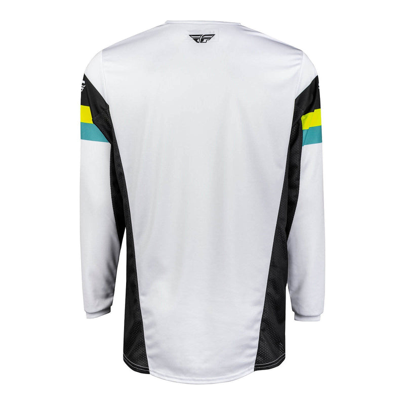 Fly Racing 2024 Kinetic Prix Jersey - White / Black / Hi-Vis Size Small