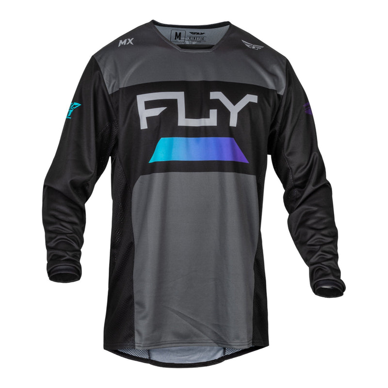 Fly Racing 2024 Kinetic Reload Jersey - Charcoal / Black / Blue Iridium Size Medium