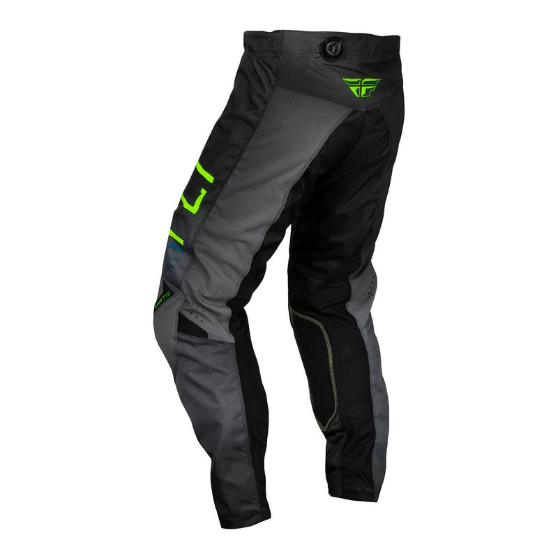 Fly Racing 2024 Youth Kinetic Pants - Charcoal / Neon Green / True Blue Size 26