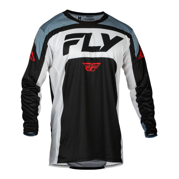 Fly Racing 2024 Lite Jersey - Black / White / Denim Grey Size Small