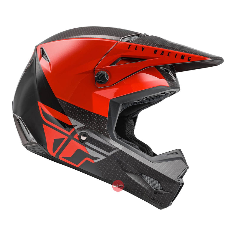 Fly Racing 2022 Kinetic Straight Edge Helmet Ece Red black Grey Youth Medium